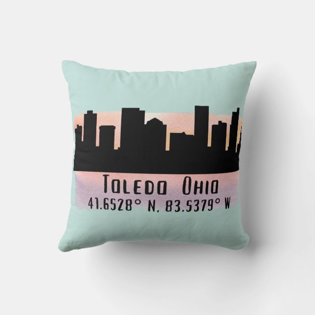 Toledo OH City Skyline Kissen (Rückseite)