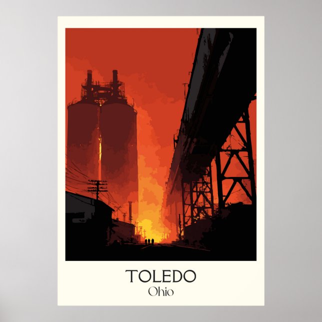 Toledo Ohio Glass City Industrial Sunset Maumee Poster (Vorne)