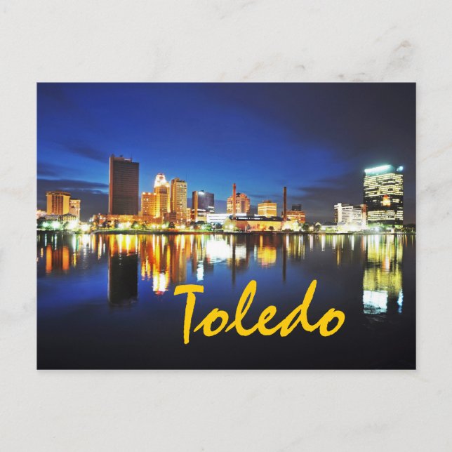 Toledo, Ohio in der Abenddämmerung Postkarte (Vorderseite)