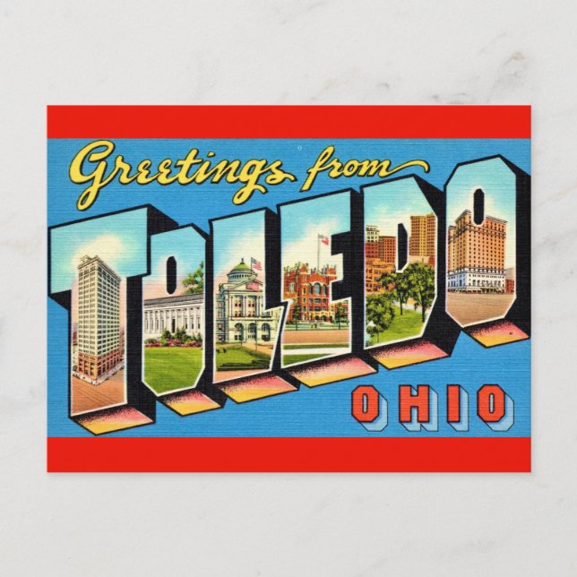 Toledo Ohio Retro Postkarte (Vorderseite)