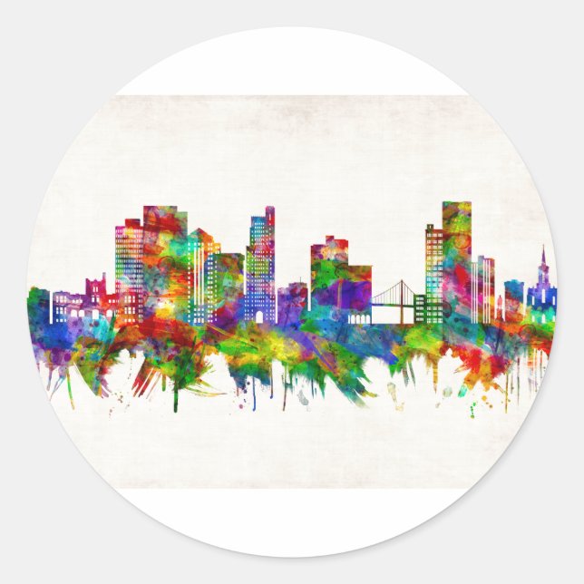 Toledo Ohio Skyline Runder Aufkleber (Vorderseite)
