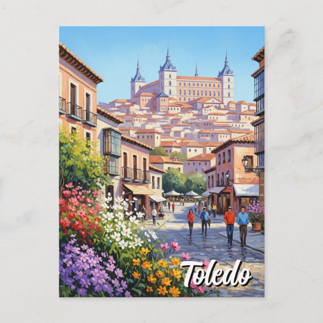 Toledo Spanien Alcazar Blume Postkarte (Vorderseite)