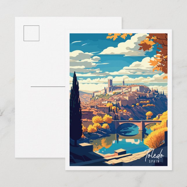 Toledo Spanien Vintage Reise Illustration Postkarte (Vorne/Hinten)