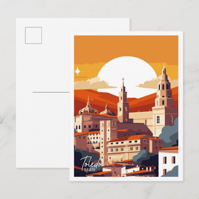 Toledo Spanien Vintage Reise Illustration Postkarte (Vorne/Hinten)