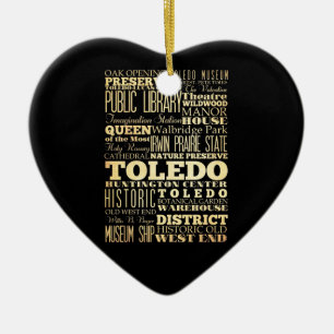 Toledo Stadt Ohio State Typografie Kunst Keramik Ornament