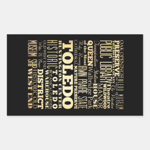 Toledo Stadt Ohio State Typografie Kunst Rechteckiger Aufkleber