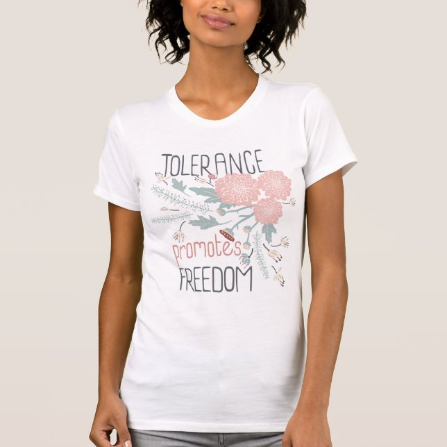 Toleranz fördert den Freiheitszettel rosa botanisc T-Shirt (Vorderseite)