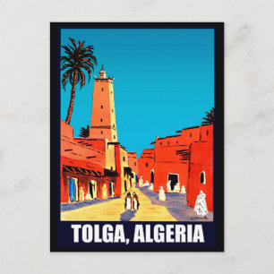 Tolga, Algerien, Stadtzentrum, Vintage-Reise Postkarte