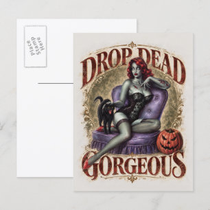 Toll aussehender Zombie Pin-Up Horror-Postkarte Postkarte