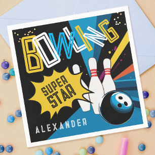 Toll, Lass uns eine farbenfrohe Bowling-Star-Party Serviette