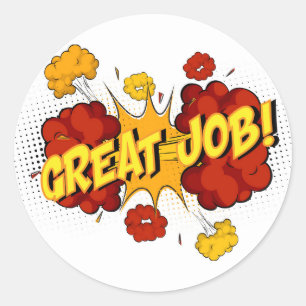 Tolle Arbeit Comic Pop Art Klassischer Rundaufkleb Runder Aufkleber