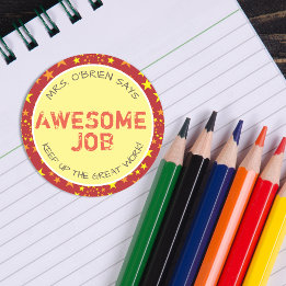 Tolle Arbeit | Personalisierte Lehrer Runder Aufkleber