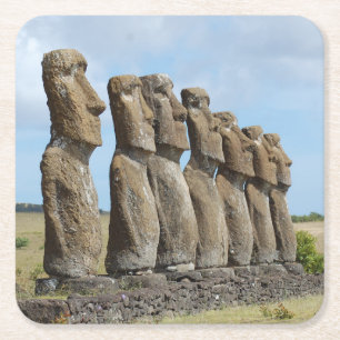 Tolle Easter Island Steinstatuen Rechteckiger Pappuntersetzer