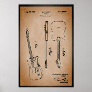 Tolle elektrische Gitarre Patentkunst cool und Ret Poster
