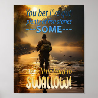 Tolle Fischgeschichten Angeln in einem Gebirgsbach Poster