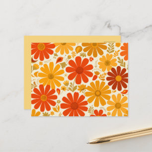 Tolle fröhliche Retro-Daisy verbranntes Orange Gol Postkarte