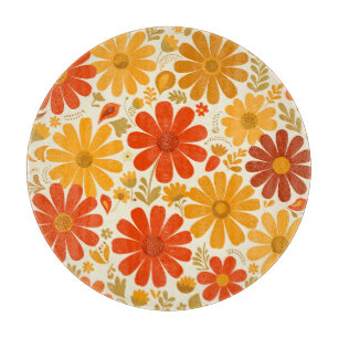 Tolle fröhliche Retro-Daisy verbranntes Orange Gol Schneidebrett