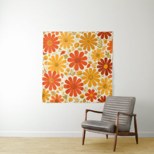 Tolle fröhliche Retro-Daisy verbranntes Orange Gol Wandteppich