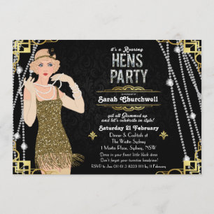 Tolle Gatsby-Flapper-Girl-Junggesellinnen-Abschied Einladung
