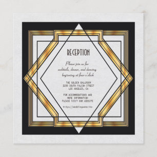 Tolle Gatsby Gold Weiße Art Deco Hochzeitsfeier Einladung