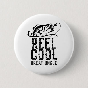 Tolle große Onkel Angelrute Fischer Lustig Retro Button