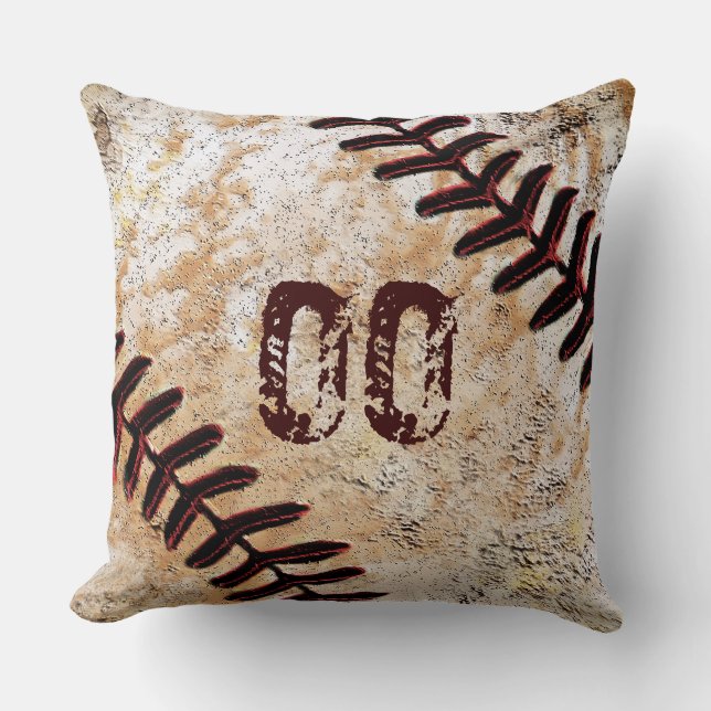 Tolle Jersey-Nummer oder Monogramm-Baseball-Kissen Kissen (Vorderseite)