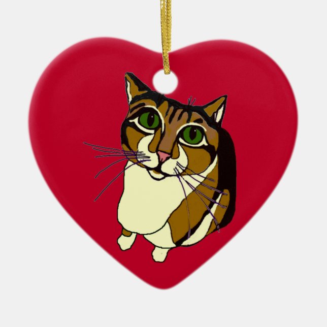 Tolle Katzen-Herz-Verzierung Keramikornament (Vorne)