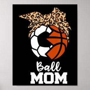Tolle Mom Lustige Fußball Bysketbyll Leopard Mom Poster
