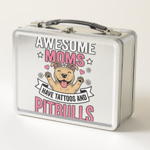 Tolle Mütter haben Tätowierungen und Pitbulls Vint Metall Brotdose