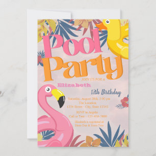 Tolle Poolparty-Spielzeuge Tropische Blätter Gebur Einladung