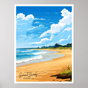 Tolle Sandy Australien Reise Vintage-Illustration Poster