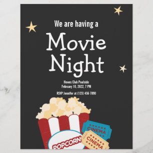 Tolle Vintage-Kinoabend-Popcorn-Einladung Flyer