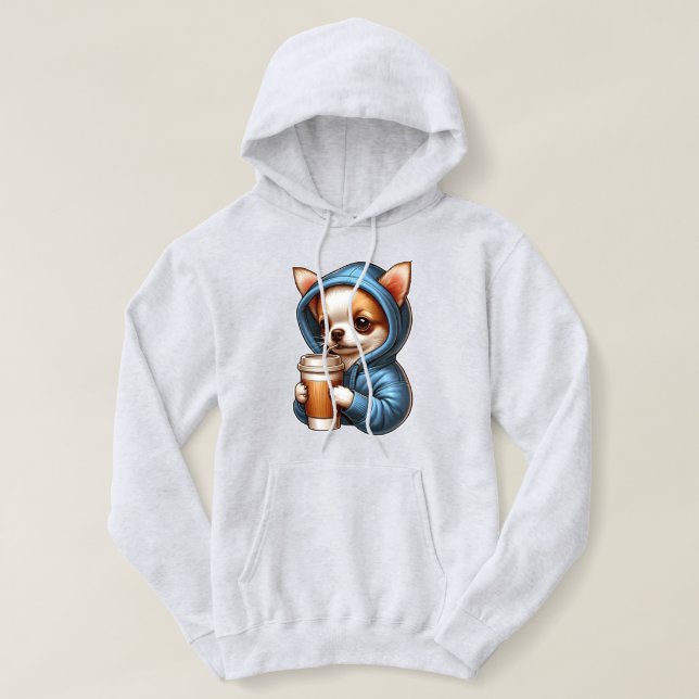 Toller Chihuahua-Drink-Kaffee aus dem Cup Hoodie (Design vorne)