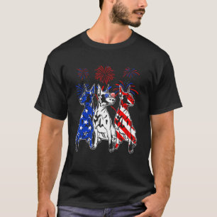Toller Dobermann Hund Amerikanische Flagge 4. Juli T-Shirt