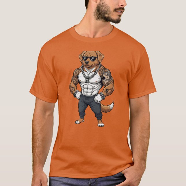 Toller Dog, muscular, tattooed, bodybuilder  T-Shirt (Vorderseite)