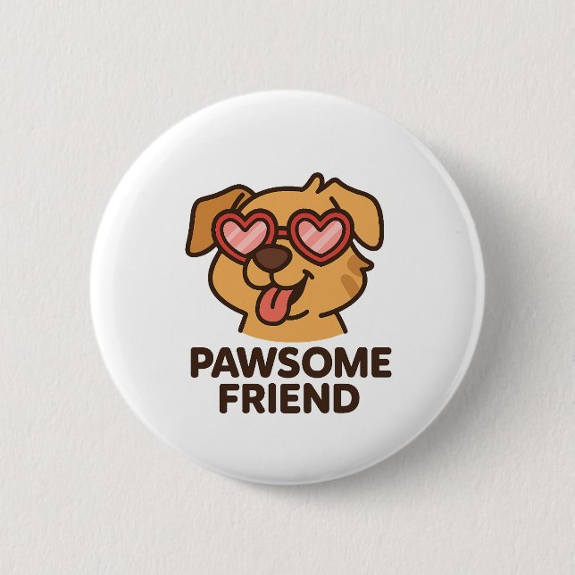 Toller Freund Cooler Hund mit Herzbrille Button (Vorderseite)