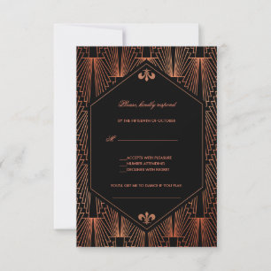 Toller Gatsby-Kupfer-Art-Deco-Song-Request-Hochzei RSVP Karte