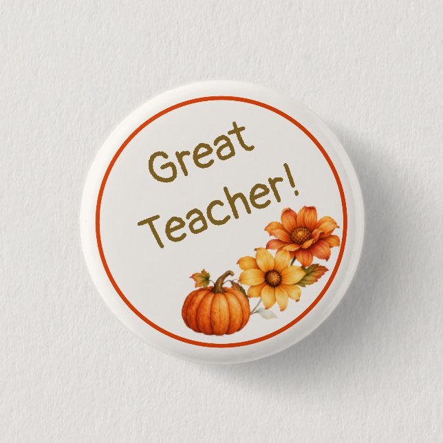 Toller Lehrer Herbstblumen-Button Button (Vorderseite)