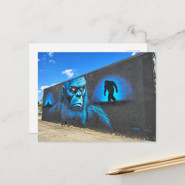 Toller Sasquatch in Blau Postkarte (Vorderseite/Rückseite Beispiel)