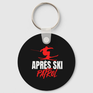Toller Skifahrer 80er Retro-Apres-Ski-Streife Klei Schlüsselanhänger