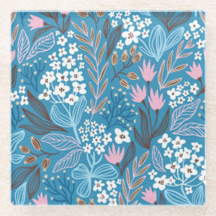 Tolles Blumenmuster: Vintage Frühlingsdesign. Glasuntersetzer