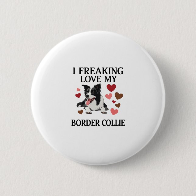 Tolles Border Collie Hund Herz_1 Button (Vorderseite)