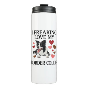 Tolles Border Collie Hund Herz_1 Thermosbecher