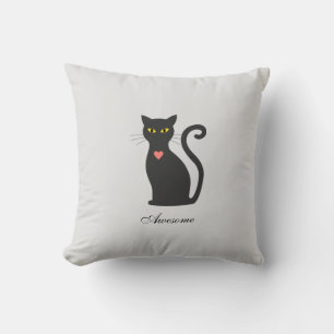 Tolles dunkelgraues Katze auf hellem Silber Kissen