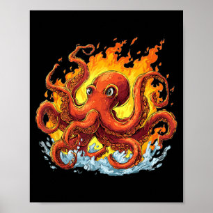Tolles Flammen-Oktopus-Kostüm für Erwachsene und K Poster