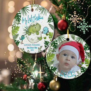 Tolles Foto zum ersten Weihnachten des Babys Keramik Ornament