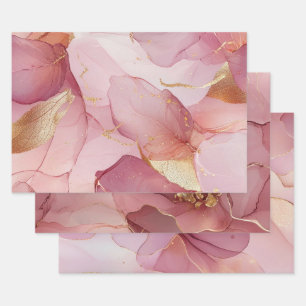 Tolles Glamour Goldblatt-Rosé-Hochzeitsdusche Geschenkpapier Set
