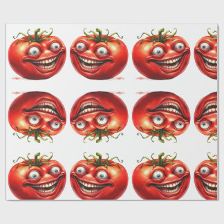 Tolles glückliches Tomaten-Cartoon-Fun lustiges Ge Geschenkpapier
