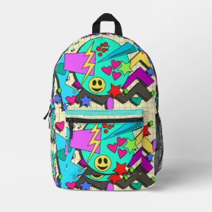 Tolles glückliches Vibes Flashback Cartoon-Muster Bedruckter Rucksack