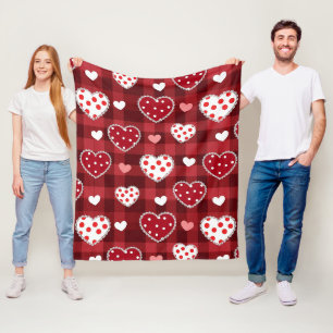Tolles handgezeichnetes Valentinsherzen-Muster (9) Fleecedecke